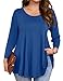 JollieLovin Womens 3/4 Sleeve Loose Fit Swing Tunic Tops Basic T Shirt(3X,Steel Blue)