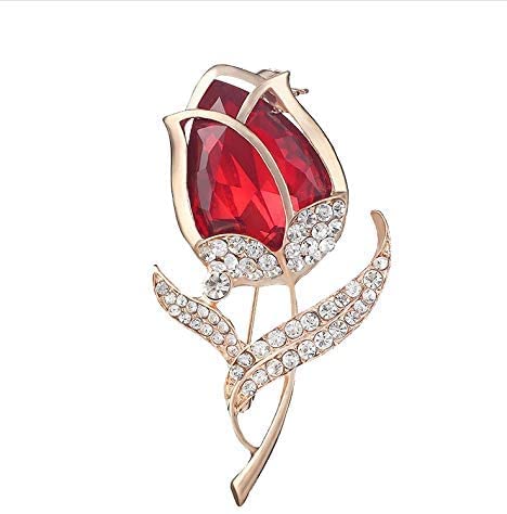 Tulip Broche Pin Mode Élégant Broche Personnalité Femmes Corsage De Mariage Broche De Mariée Foulards Châle Clip Femmes Dames Beau Charme Ornement Bijoux，Rouge Dexterous and Professional