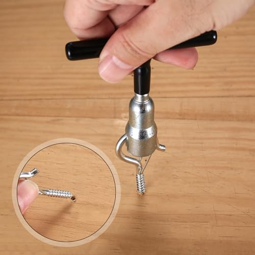 20 Stück Schraubhaken, Deckenhaken, Hakenschrauben mit Sicherung, Wandhaken zum Schrauben, Haken mit Gewinde zum Aufhängen Pflanzenkörben, Lichterketten, Dekoration, mit 1 Hakenschraubendreher