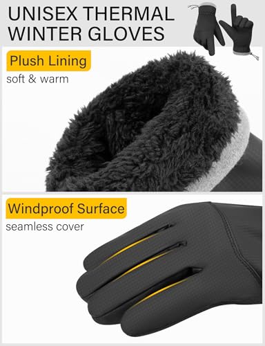 Kiiwah Guantes Invierno Termicos Hombre Mujer, Guantes Tactiles Impermeables, para Frio Running Correr Ciclismo Deportivos Bicicleta Moto Futbol Nieve Camping, (Negro) - imagen 4