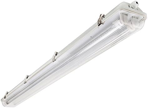 36W 4FT 120cm LED Twin Batten Tube Light Surface Mount or Hanging, IP65 Tri-proof Ceiling Fluorescent Light Fixture, 4000lm, Clear Cover, 6000K (Bright White), Indoor/Outdoor Ceiling Lights