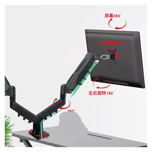Support deux écrans sans perçage noir bras double moniteur de bureau ajustable - 4