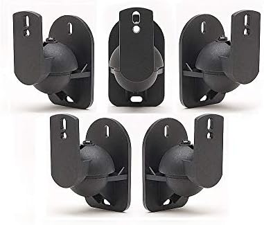 techsol 5 Pack of Black Speaker Wall Mount Brackets for Bose, Sony, Panasonic, Samsung and More