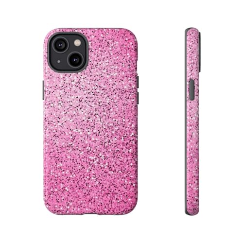 Texture pailletée rose pour iPhone 14 Plus coque rigide brillante soirée