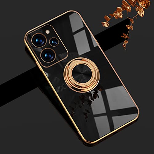 Cover per Xiaomi Poco X5 Pro 5G con Anello Supporto Ruota 360 Gradi Moda Morbido Case Antiurto Custodia per Poco X5 Pro 5G - silicone tpu nero