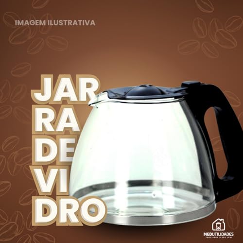 Jarra de Vidro Reposição Para Cafeteira Arno Subito/Subito Inox Preta Duravel Resistente