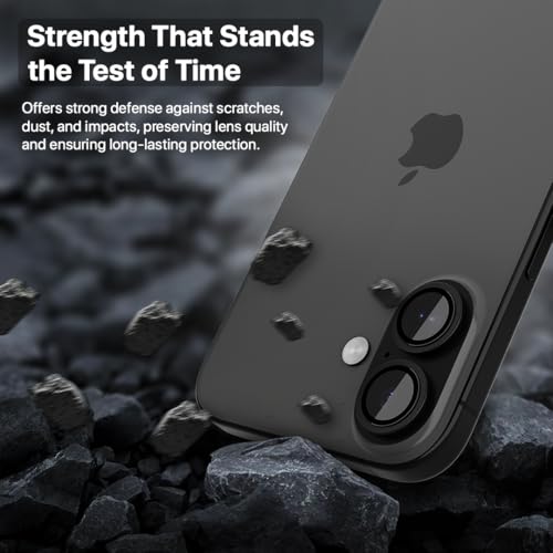 Image of CASEGEAR Clear Pro Camera Lens Protector Compatible With iPhone 16 /16 Plus | HD Clarity | Scratch Resistant | Complete Coverage | Easy Installation | Black