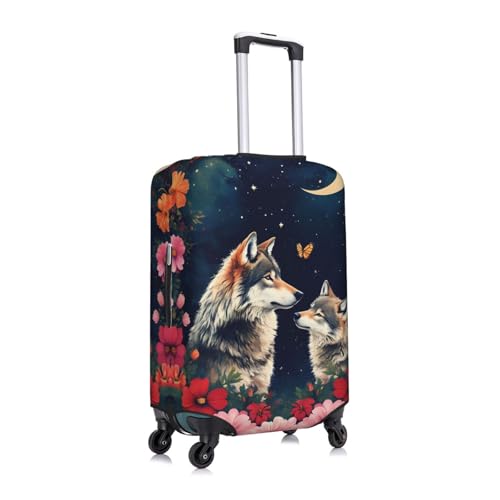 Wolves In Flower Night Elastic Luggage Cover Travel Suitcase Cover Anti Scratch Covers For 29-32 Inch Luggages XL3