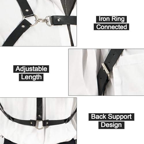 Image of Mens Body Chest Belt Harness PU Leather Supporters Adjustable Shoulder Strap Sexy Party Cosplay Costume