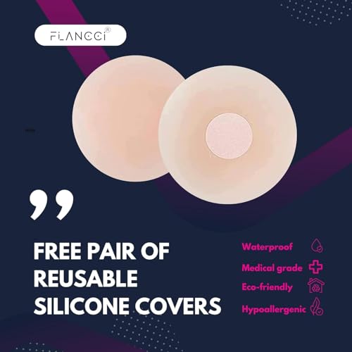 FLANCCI Boobytape for Breast Lift Includes Nipple Covers Boob Tape Breast Lift Tape Body Tape for Push up & Shape Works Great with Sticky Bra Backless Bra or Strapless Bra (2 inches - Beige)3