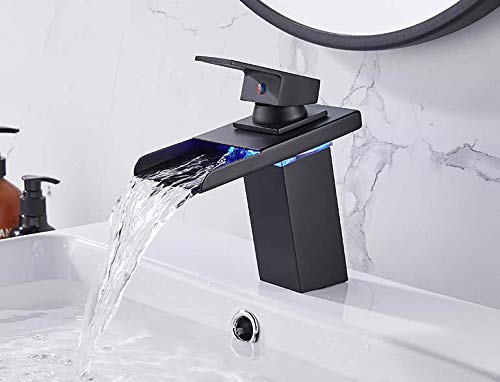 LED Light Waterfall Tap Faucet-LEDBK Bathroom Taps Basin Mixer Bath Single Lever Brass Faucet Sink Faucet Black LED Light Waterfall Tap Faucet-LEDBK Bathroom Taps Basin Mixer Bath Single Lever Brass Faucet Sink Faucet Black