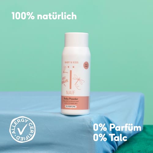 Naïf - Babypuder - 100% natürlich aus Reis hergestellt - Für Neugeborene geeignet - 0% Parfüm - Dermatologisch getestet - Natürlichen Ursprungs