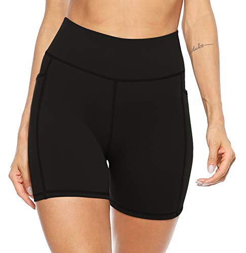 AFITNE Women's High Waist Biker Shorts with Pockets, Tummy Control Athletic Workout Running Yoga Shorts