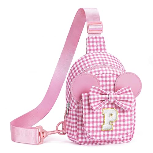 Image of Anoup Gifts for Girls Kids Toddler, Initial Sling Bag Crossbody Bag Pink P