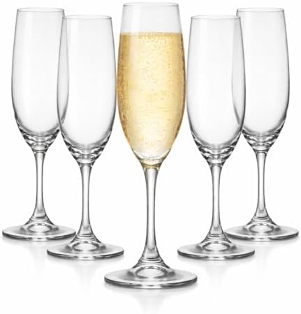Jogo De Taças Champagne em Cristal 6 Peças 220 ml Transparente De...