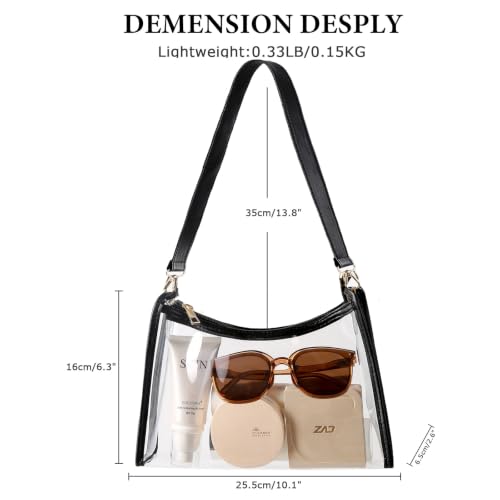 Image of Clear PU Shoulder Purse Bag for Stadium Events and Concert or Sports
