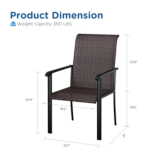 VICLLAX-Patio-Rattan-Dining-Chairs-Set-of-2-Outdoor-High-Back-Wicker-Dining-Chairs-for-Garden-Deck-Yard-Front-Porch-Black-FrameBrown-Back-Seat 41SpDLufQjL