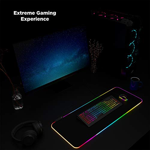 Iconic - Pro Pc Gear Rgb Large Gaming Mouse Mat Pad 32" X 12" - Led Lighting Static /Breathing/Flashing- Stitched/Waterproof/Non Slip Base #TOP5