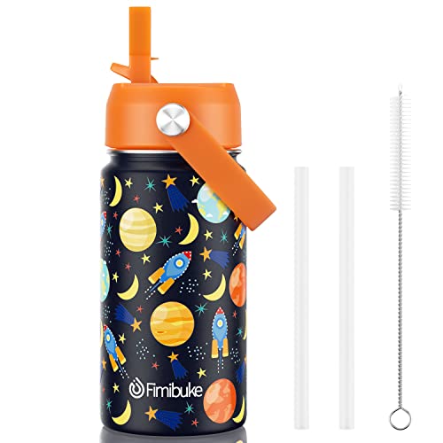 Fimibuke Kids Insulated Water Bottle - 14Oz Bpa-Free 18/8 Stainless Steel Travel Tumbler Double Wall Vacuum Leak Proof Kids Cup With Straw Metal Water Bottle For School Boys Girls(1 Pack, Space) #TOP20