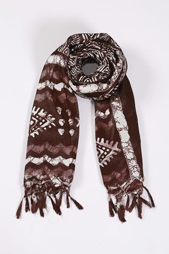 Image of Cotton Silk Printed Dupatta with Tassel Border - Block & Bagru Print - Soft, Lightweight