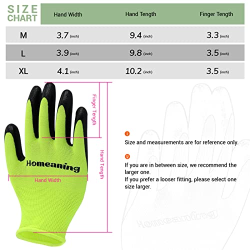 Homeaning Gardening Gloves For Women And Men, Nitrile & Rubber Coated Protective Gloves, Garden Gloves Thorn Proof, Outdoor Work Gloves, Blue, Green, Grey, Pink (Large, Nitrile- 6 Pairs- Green) #TOP2