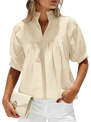 Simplefun Peplum Tops For Women Summer Puff Sleeve Blouses Going Out Tops
