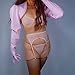 DooWay Fashion BOLERO GLOVES Faux Lambskin Leather Crop Top Jacket Shrug Jumper Loose Puff Sleeves Pink Size US 8/10
