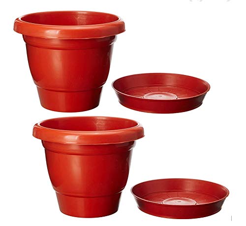 EON Shree Murti Plastic Round Plant Pot Set, 10 inch Pack of 2 | Perfect Gifting for Navratri Diwali Dussehra Festivals (B092KCVWXR) Amazon Price History, Amazon Price Tracker