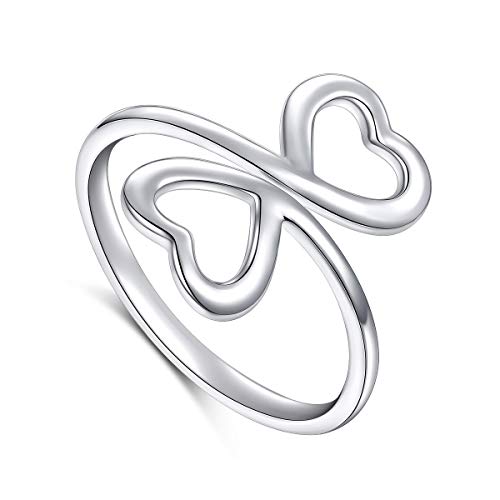 Heart Infinity Ring for Women S925 Sterling Silver Adjustable Wrap Open Spiral Spoon Ring 6 7 8