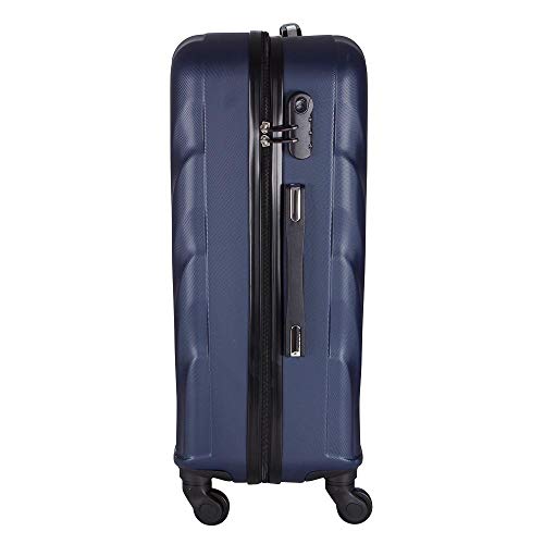 Conjunto de Mala de Viagem em Abs Fuseco Qlink 12 Cadeado Embutido Rodas 360º 2 Peças P/m Azul