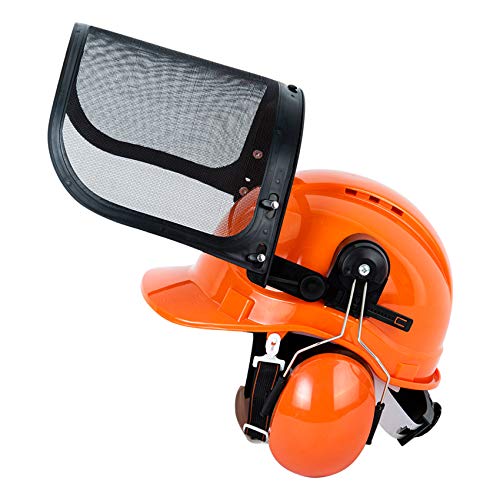 TODOCOPE Chainsaw Safety Helmet with Face Shield and Ear Muffs,Chainsaw Helmet,Safety Helmet,Mesh Face Shield