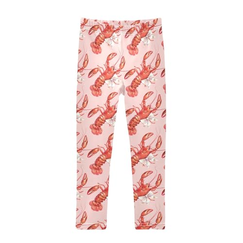 Girls Leggings Lobsters Bow Pink Soft Toddler Leggings for Girls Kids Pants Size 4T-10T