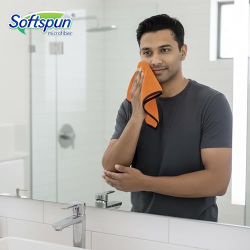 Image of SOFTSPUN Microfiber Hand & Face Wipes 280 GSM 20x30 Cms, 4 Piece Towel Set, (Brown) Super Soft & Silky for Hand, Face and Body - Hypoallergenic Sensitive Skin Wipes & Washcloths.