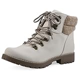 CLIFFS BY WHITE MOUNTAIN Shoes Pathfield Women's Lace-up Hiker Style Bootie, Winter White/Fabric, 8.5 W