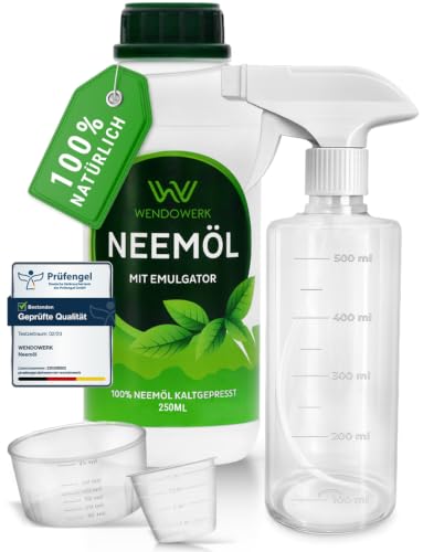 WENDOWERK® Neemöl [250ml] - Inkl. Sprühflasche und Messbecher - Neemöl mit Emulgator zur direkten Anwendung - Niemöl zur natürlichen… – Ansicht 1