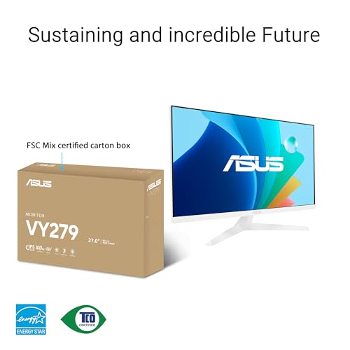 Asus VY279HF-W Eye Care Monitor Business Da 27” Pollici Fhd (1920X1080), Ips 100 Hz, Tempo Di Risposta 1 Ms, Adaptive Sync, Eye Care Plus, Color Augmentation, Displaywidget Center, Bianco - 6