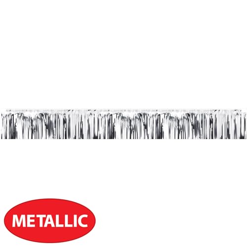 Beistle 3 peças de faixas de franjas metálicas prateadas de 19 cm x 1,5 m para boias de desfile, sup