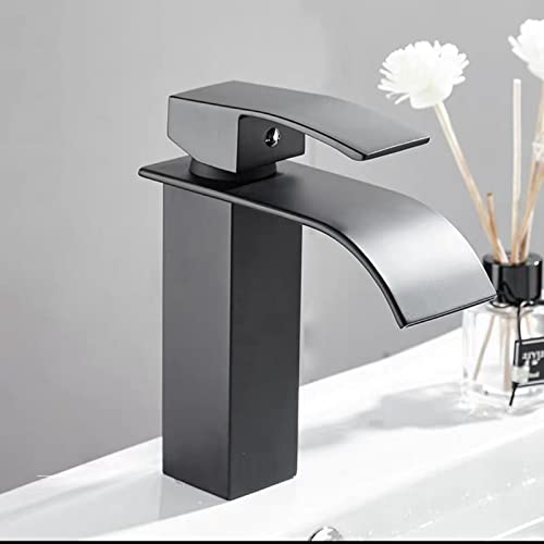 Robinet de vanité en acier inoxydable noir mat au design cascade