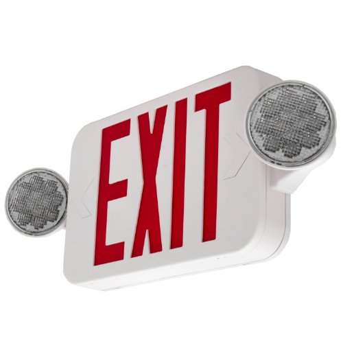 LFI Lights - 2Pack - UL Certified - Hardwired Red Compact Combo Exit Sign Emergency Egress Light - High Output - COMBORJR2x2