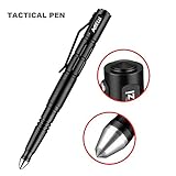 Amrzzi Professional Tactical Pen Kit Durable & Waterproof Aircraft Aluminium Body Self Defense Pen with Glass Breaker Writing Multifunctional Survial Tool (Black)