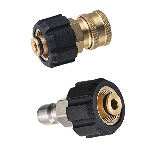 Image of RIDGE WASHER Pressure Washer Hose 50 Feet X 3 /8 Inch for Hot and Cold Water, with M22 14mm to 3 /8 Inch Quick Connect, 4000 PSI