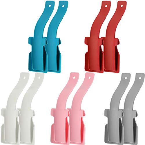 10 Pieces Lazy Shoe Helper Shoe Lifting Helper Shoe Portable Handled Shoe Horn for Most Shoes (White, Pink, Red, Gray)