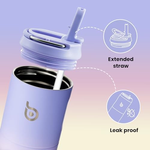 Bottle Bottle Stainless Steel Water Bottle 700ml with Straw and Lid Sports Insulated Metal Water Bottles with Handle(Purple Pink Yellow) - View 5