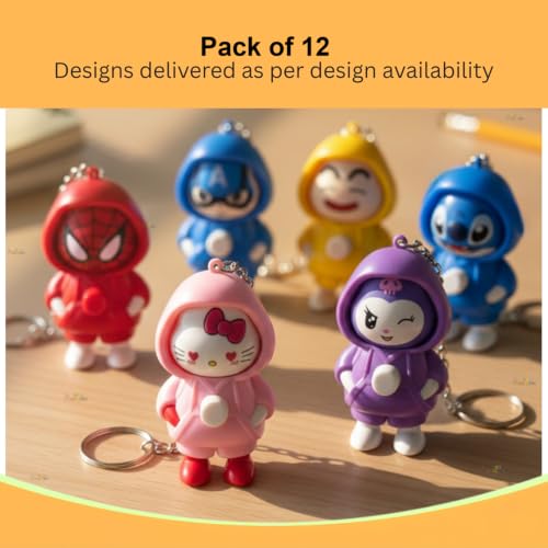 Image of Toy Imagine Pack of 12 Face Changing Cartoon Keychain Return Gifts for Kids Boys & Girls 3 Expressions 3DKeychain Return Gifts for Birthday Party Birthday Gifts for Kid Returns Gift for Kids Age 6-10