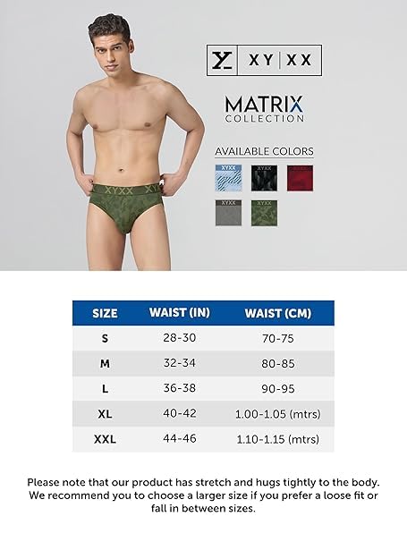 Image of XYXX Metrix Cotton Modal Brief for Men | Snug Fit with Anti-roll no-Marks Waistband | Printed Underwear for Men Combo