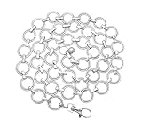 Women's Polished O- Ring All Over Links Metal Link Chain Waist Fashion Belt (Silver)