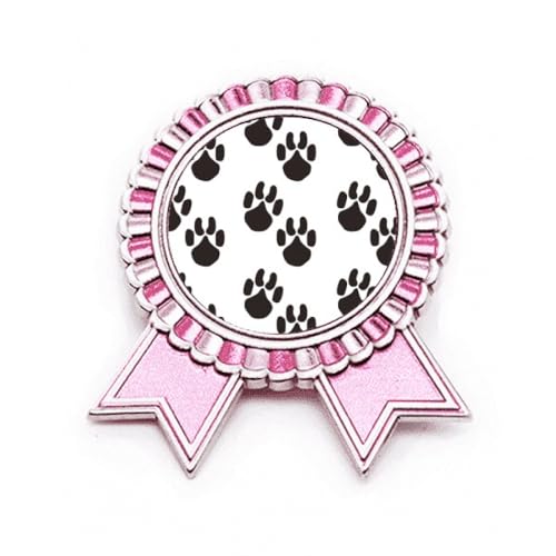 Broche empreinte de pied rose en métal robuste avec détails animaliers