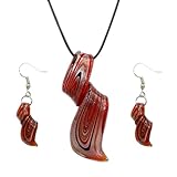 HOMSFOU Rotes Glashalsketten und Spiral Ohrring Satz Damen Schmuckset für Abschlussball Hochzeit Party