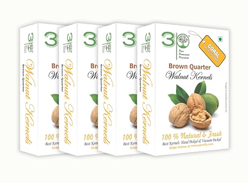 Image of 3P Kashmiri Walnut Kernels 1kg (250g x 4) | Premium Akhrot Giri Without Shell | Brown Walnut Kernels | Natural Raw Walnuts Dry Fruits | Crunchy & Fresh