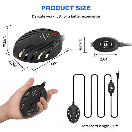Orlushy Mini Aquarium Heater 100W,Small Fish Tank Heaters with LED Digital Temperature Display and External Temperature Controller for Betta Frogs Newts Turtles(100W)